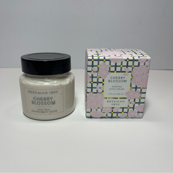 Beekman 1802 New Sealed Cherry Blossom Whipped Goat Milk Body Cream Jar 8 fl oz - Picture 2 of 7